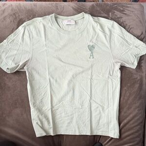 AMI Light Mint Cotton Logo T-Shirt - Men's